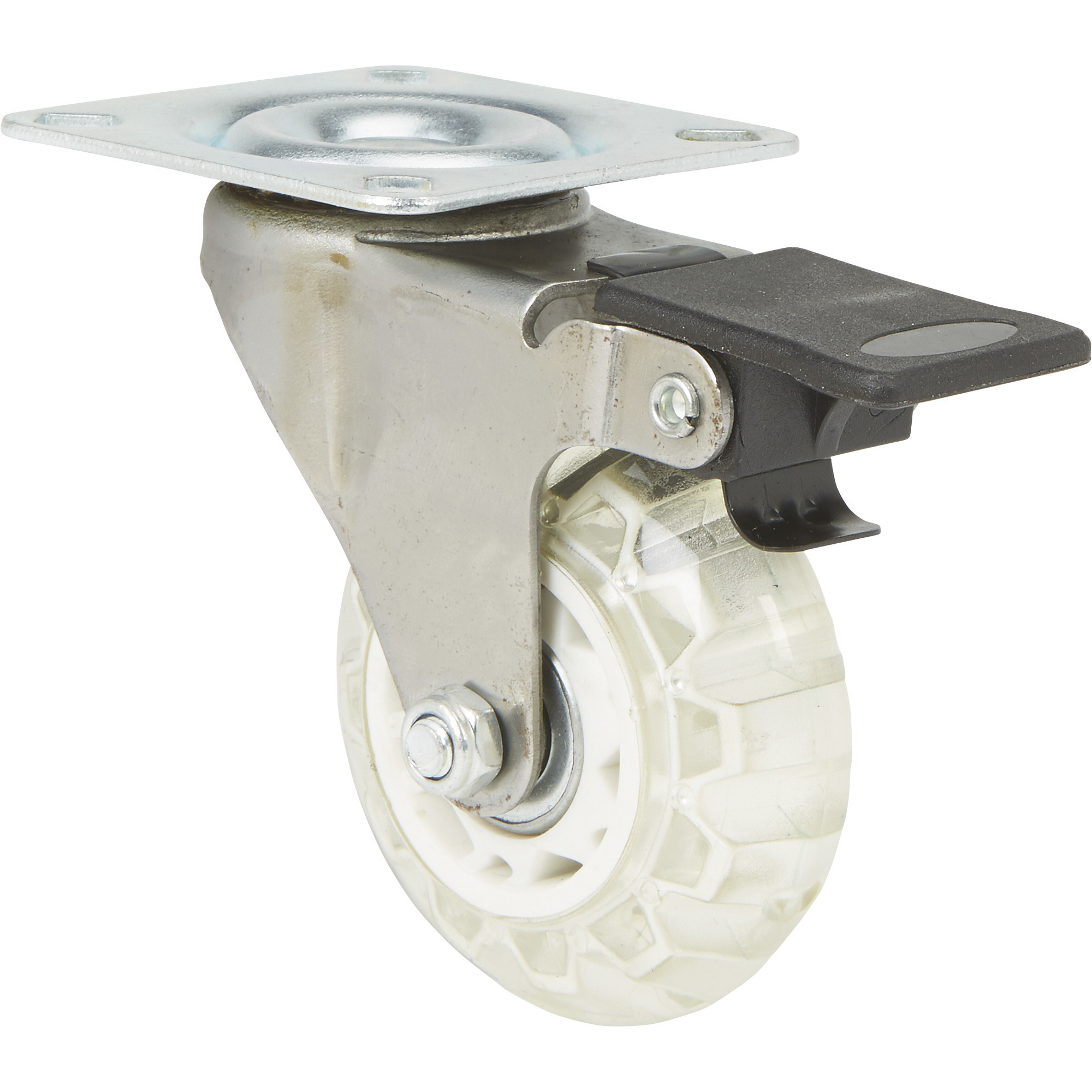 Ironton 2.5in. Nonmarking Skate Wheel Swivel Caster with Brake, 110-Lb. Capacity